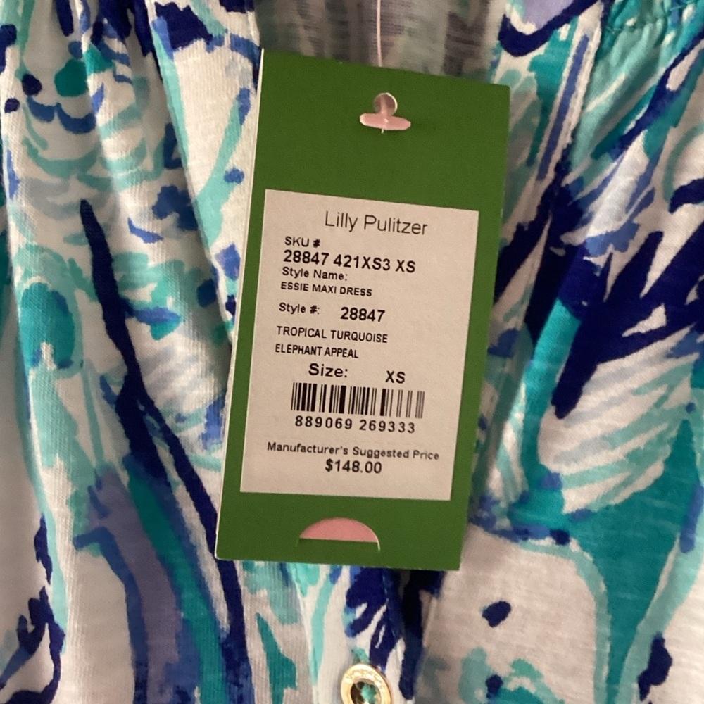 Lilly Pulitzer Turquoise & Navy Floral Maxi Dress - Picture 2 of 4
